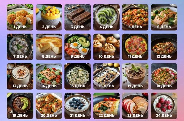 Сетка блюд меню на 2000-2500 ккал